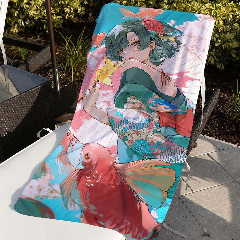 Japanese Girl In Kimono Beach Towel For Beaches Yoga Studios Gyms Hot Springs Swimming Pools And Picnics