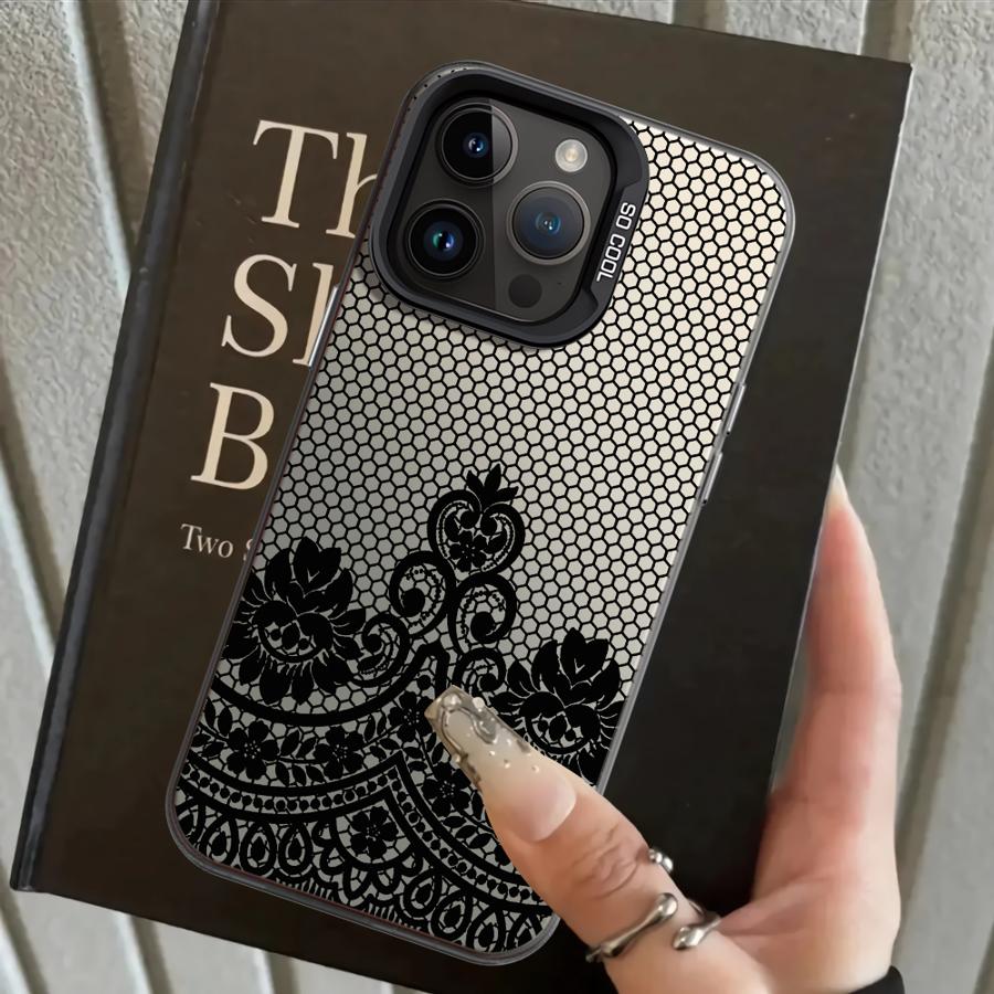 Back Phone Cover Case for iPhone 17 Pro Max 11 Air XS XR 15 Plus 13 Pro 16 14 12 Black Fashion Cool Lace