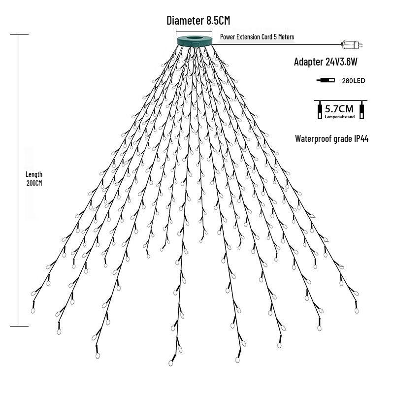 Niedervolt LED Weihnachtsbaumlichter - Stern Wasserfall Hängend