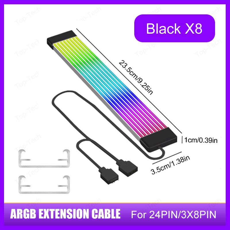 5V 3Pin ARGB Sync PC Cable 8/24PIN Motherboard Power Extension Cable Flexible LED Strip Light DIY Kit Video Card 8Pin 6PIN Cable