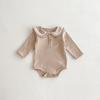 Korean Children's Spring/Autumn Lapel Romper - Cute Baby College Style Long-Sleeve Outfit.