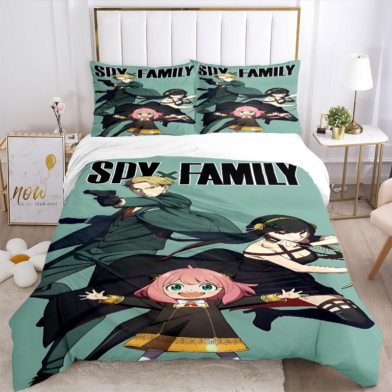 Spy Family Adventure Print 3Pcs Bedding Setduvet Cover With 2 Bedropillowcase Home Birthday Gift