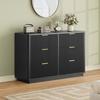 Fluted Dresser for Bedroom with 6 Drawers, 47" W Modern Chest of Drawers with Metal Handles, Wood Dresser TV Stand, Closet Dres