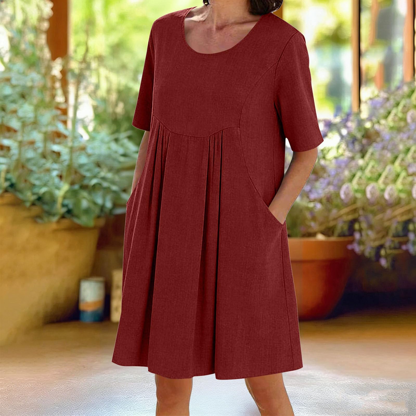 

Women s Fashionable Casual -color Dress XL червоний