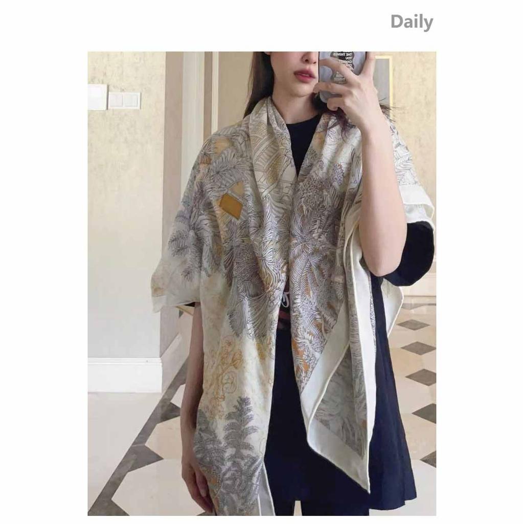 130*130cm 30% Silk +70% Wool Scarf Retro Vintage Luxurious Soft Shawl Large Warm Winter Wrap for Women