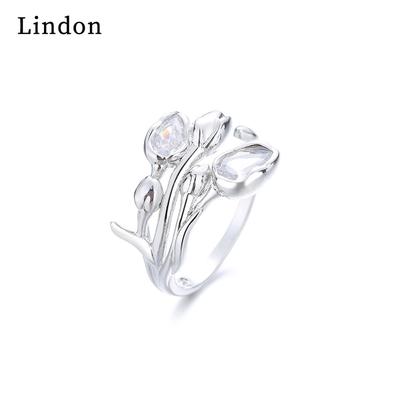 Lindon Classic Copper Alloy Zircon Ring Ladies Jewelry Wedding Promise Party Gift