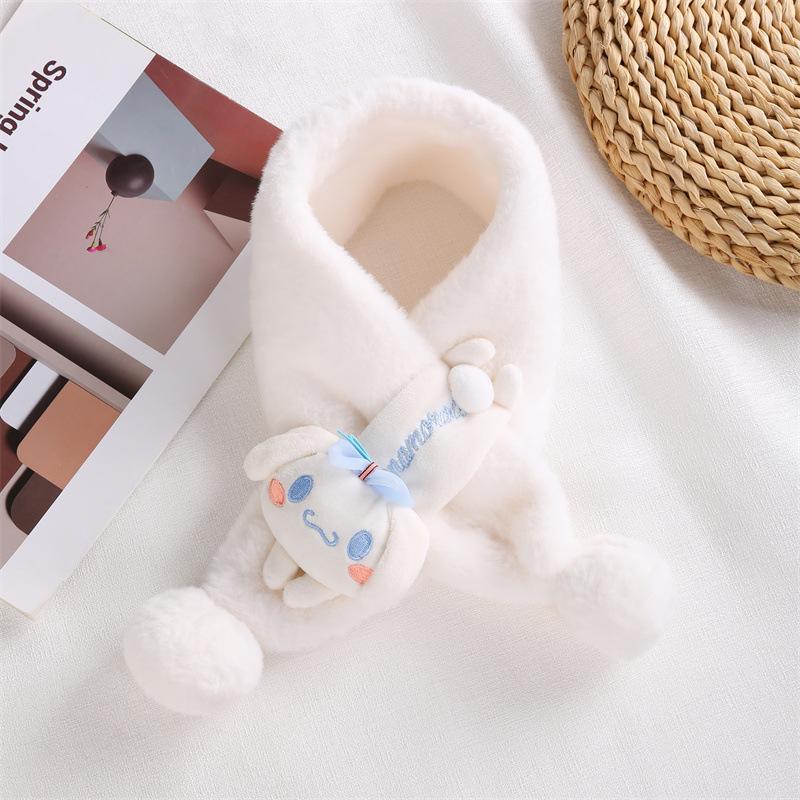 Toddler Christmas Red Scarf - Cute Cartoon Bear, Plush Imitation Rabbit Fur, Thick & Warm Neck Warmer