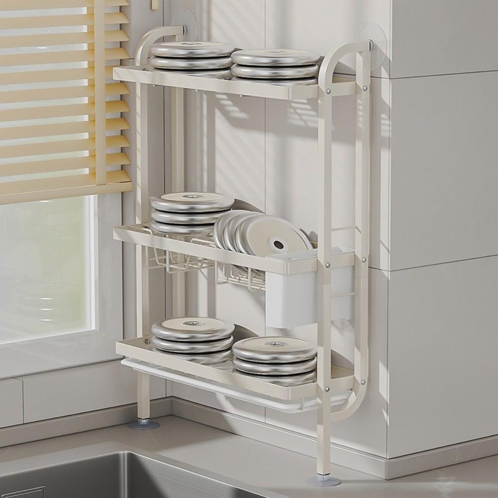 Space Saving Dish Drainer with Drain Tray Dinnerware Storage Rack Durable Kitchen Rack