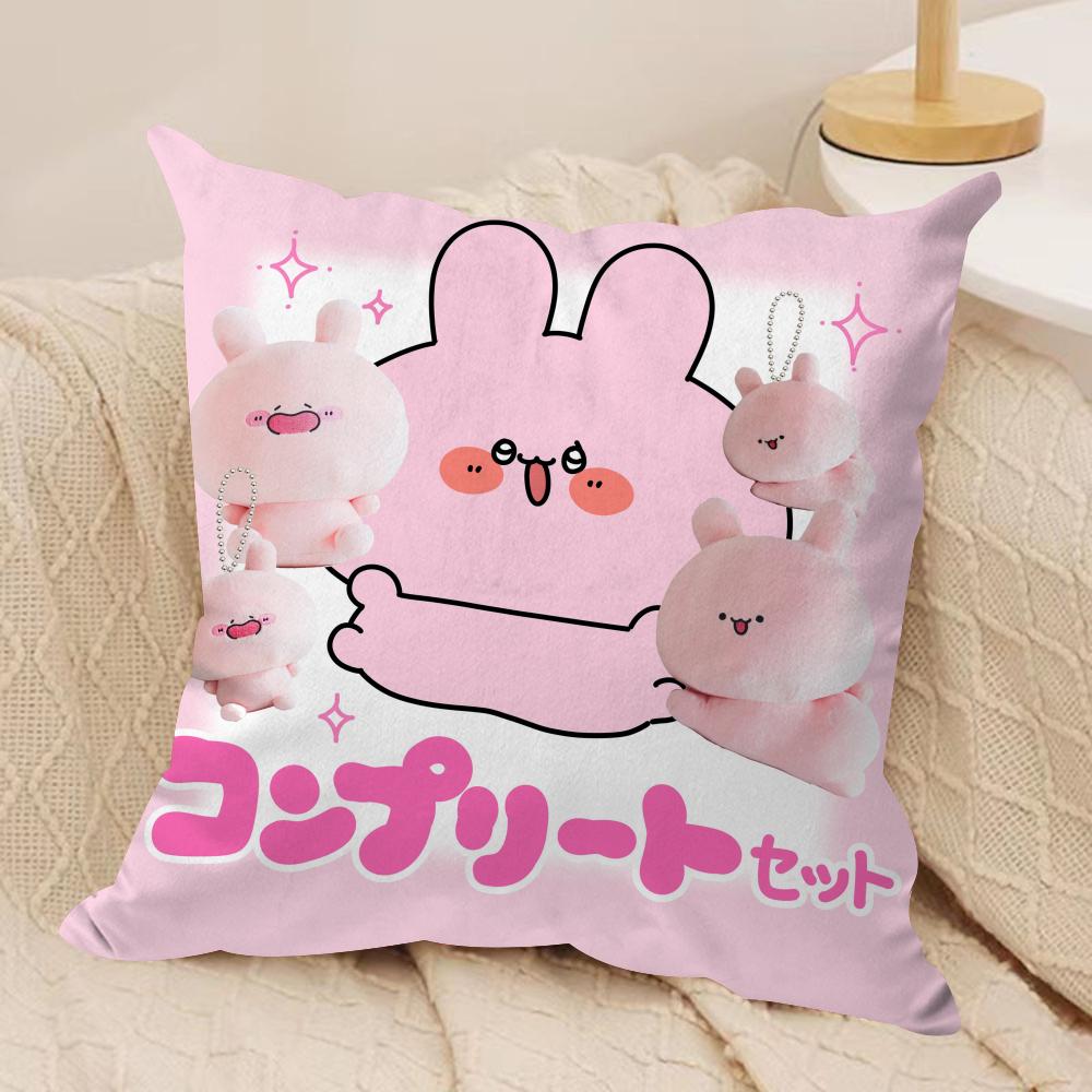 Cartoon Cute Asamimichaan Cushion Cover Silky Short Plush DoubleSided Printed Pillow Case for Sofa All Seasons Home Decor Gift