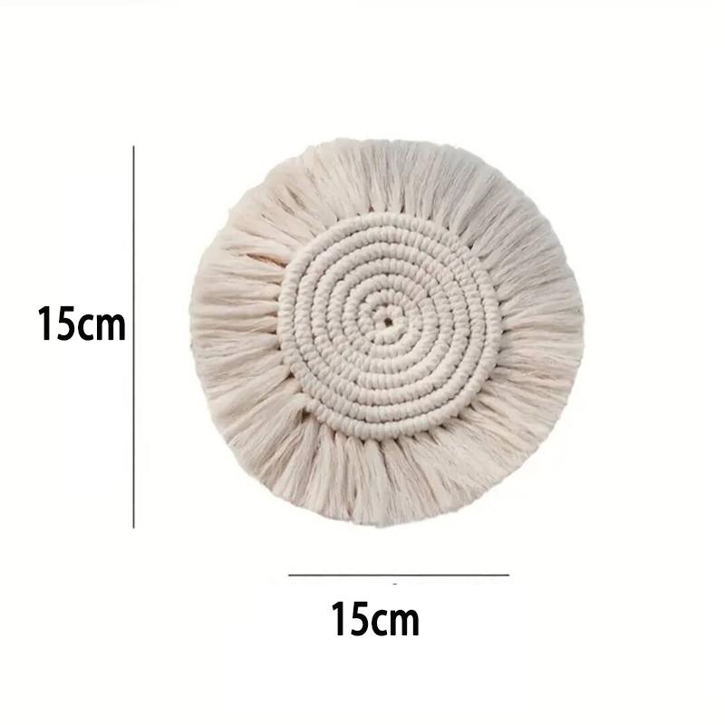 1pc Boho Macrame Coasters For Wooden Table Hand-Woven Drink Coasters For House Warming Gifts And Wedding Parties