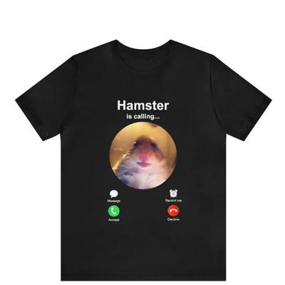 Hamster Is Calling Funny Meme Shirt Meme Hamster Staring T-shirt Front Camera Hamster Calling, Hamster Shirt Hamster Meme Shirt