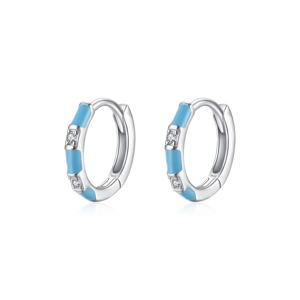 Dazzling Tiny Ear Buckles for Women Fine Jewelry Summer Design 925 Sterling Silver Small Trendy Colorful Enamel Hoop Earrings