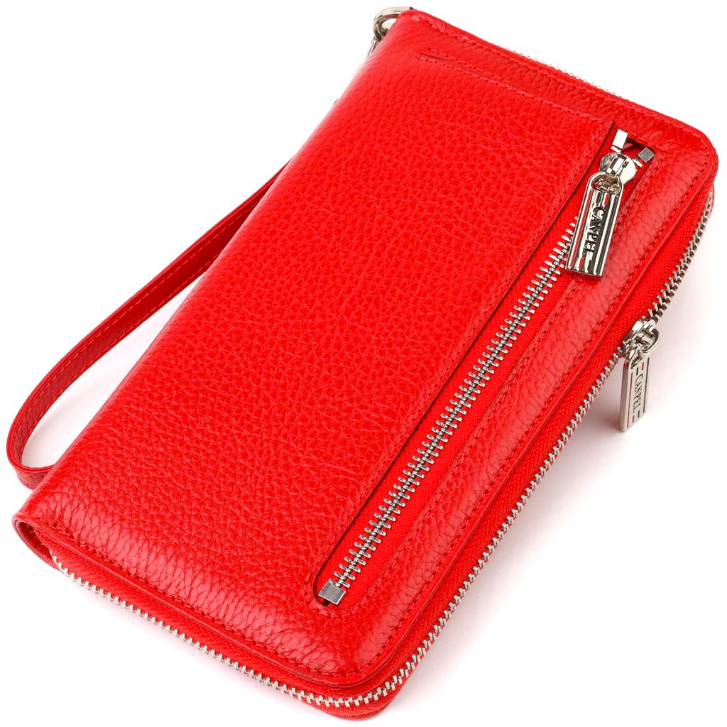 Bright Clutch for Women Made of Genuine Leather CANPELLINI 21921 Red