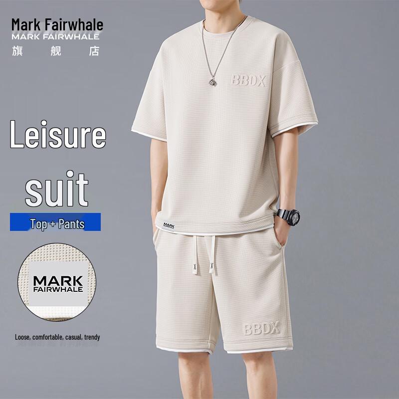 MARK FAIRWHALE Men s Waffle Casual Short Set XL