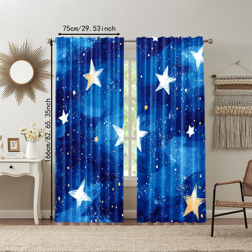 2 Stück vielseitige transparente Polyester-Vorhänge für die Heimdekoration Sternennacht für den Einsatz in Schlafzimmern und Wohnzimmern