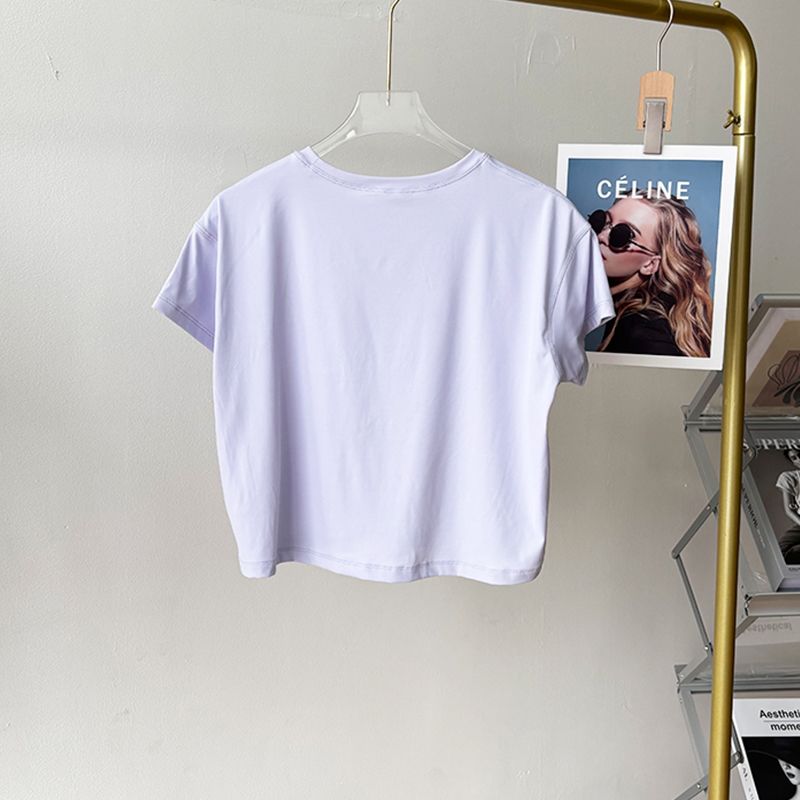 Lu Same Style Yoga Clothes T-shirt Women's Summer Shorts Loose Quick-Drying Breathable Sports Running Short Sleeve T-shirt Workout Clothes