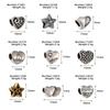 Diy Handmade Ancient Silver Tibetan Silver Jewelry Accessories, Multi-Style Pentagram Love Hole Beads, Bracelet, Alloy Bead Spacer Beads