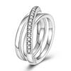 2023 Fashion Silver Plated Princess Tiara Crown Sparkling Love Heart Rings for Women Jewelry Anniversary Gift