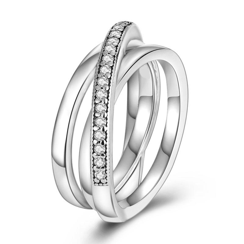 2023 Fashion Silver Plated Princess Tiara Crown Sparkling Love Heart Rings for Women Jewelry Anniversary Gift