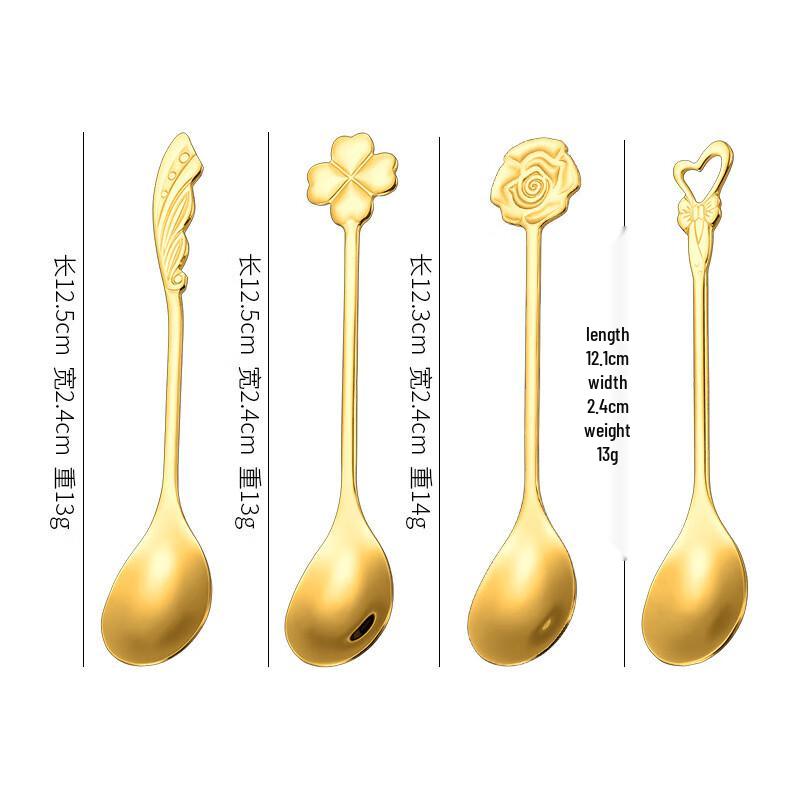 ZISIZ 304 Stainless Steel Gold 4-Piece Spoon Set (3-Pack)