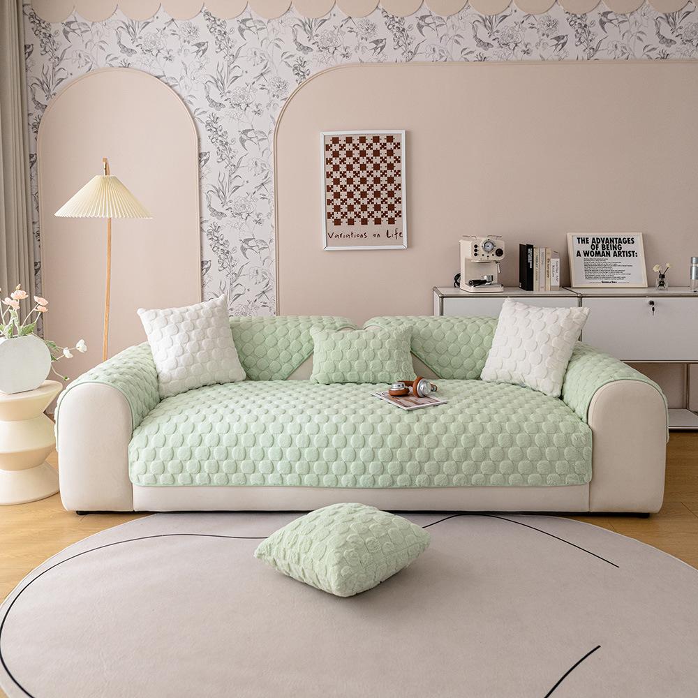 Králík Plyšový Zimní Polštář na Pohovku Zesílený Fleecový Polštář Protiskluzový Kožený Potah na Pohovku Severský Nový Potah Ručník