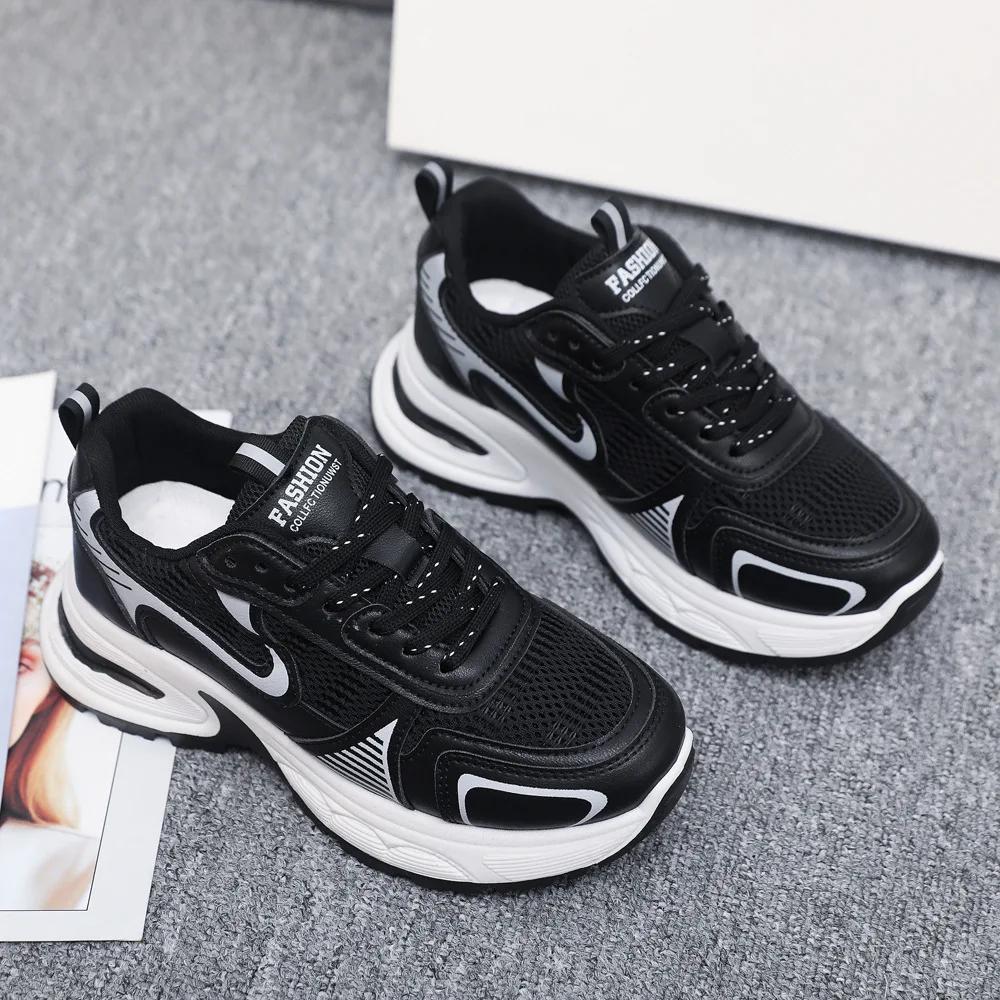 

Женские новые модные повседневные кроссовки на платформе, женские 2025 весна-осень, новые дизайнерские спортивные туфли, женские дышащие кроссовки на платформе 36 чёрный