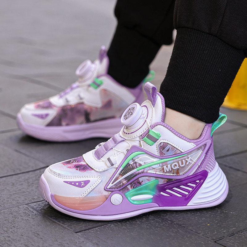 Black Monkey King Kids' Shoes: Warm Cotton-Padded Sneakers, New Style with Rotating Button, Leather Waterproof, Trendy for Boys & Girls.