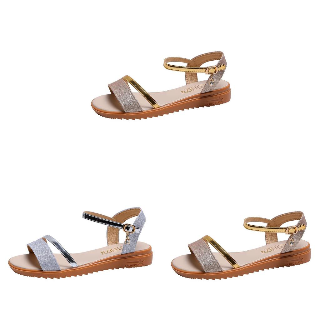 Sporty Flat Sandals For Women With Pu Material And Elevating Buckle For Summer Casual Wear