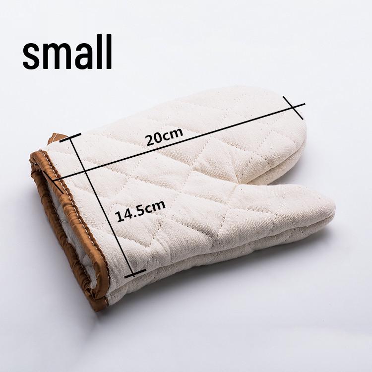 Small Pure Cotton Heat-Resistant Oven Gloves - Thick, White Insulated Baking Mitts