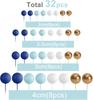 32Pcs Blue Gold Ball  Mini Balloons Foam Balls Cake Picks Cake Topper Balls for Wedding Party Birthday Cake Topper Decorations