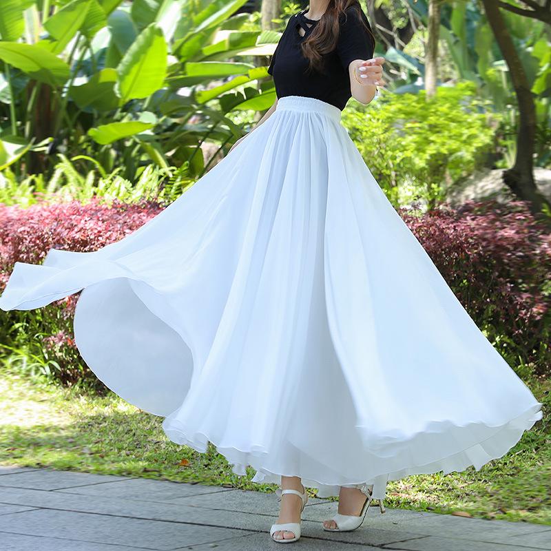 Elegantná šifónová swingová sukňa A-linie so 720-stupňovým vzorom pre moderný tanec a tanec Xinjiang