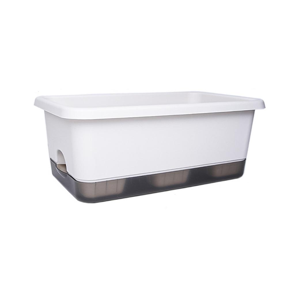 Plastic Self Watering Planter with Drain Hole Growing Box Planter Flower Pot Garden Decor 16.34x6.77in белый