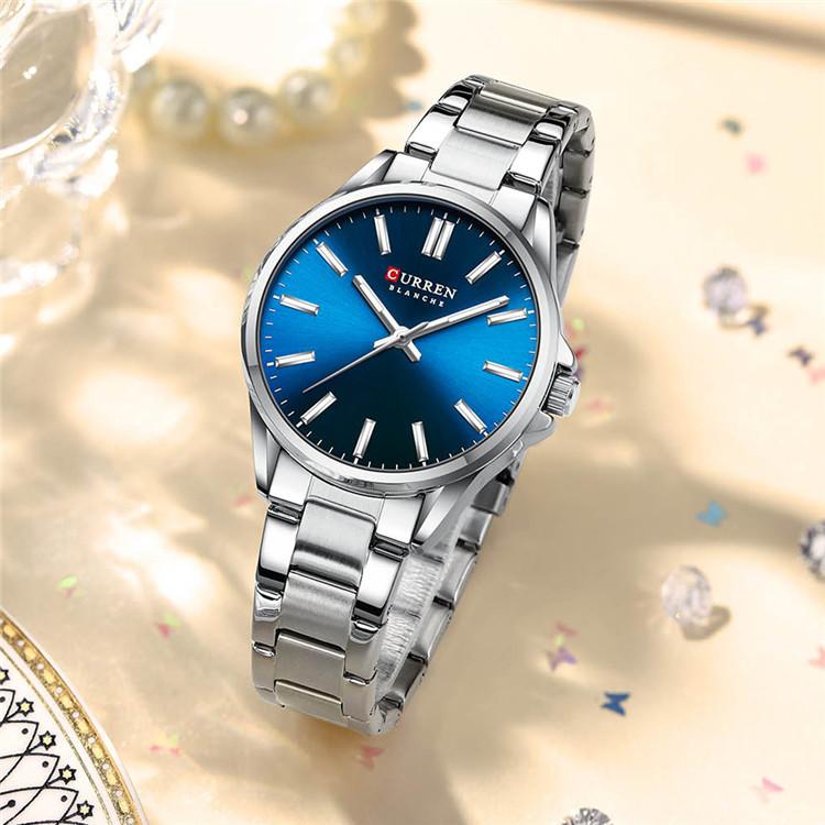 CURREN 9090 Damen Business Wasserdichte Uhr, Personalisierte Einfache Stahlarmbanduhr, Partneruhr