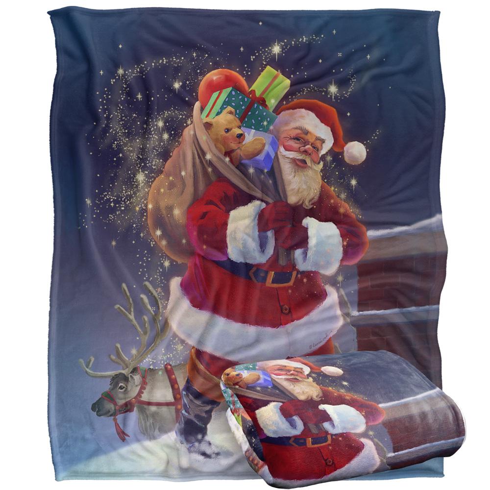 JQ Licensing Chimney Magic Silky Santa Christmas Supersoft Blanket