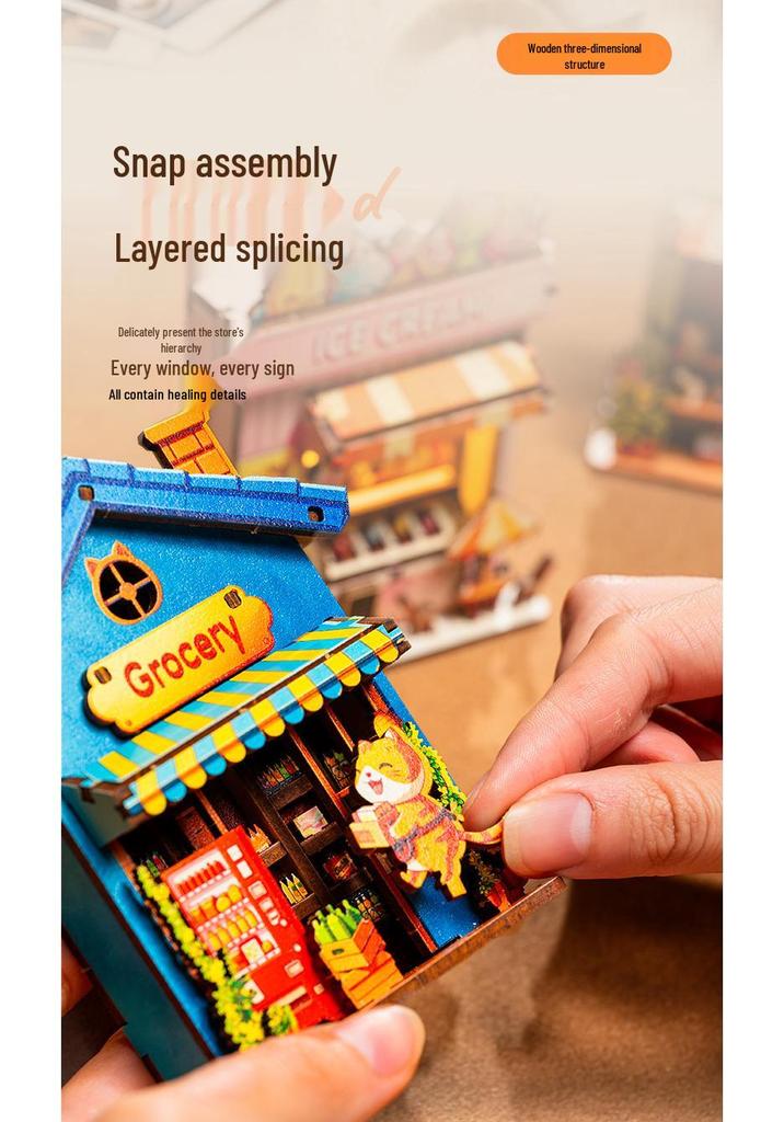 Yemori Monogatari Little Bear Coffee Shop DIY Miniature Wooden Model Kit