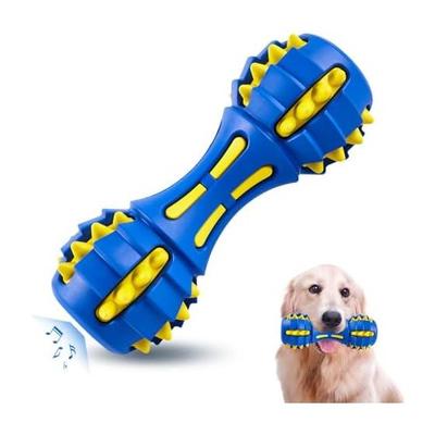 AUSCAT Dog Toy Chew Toothpaste Dental Toy Sturdy Sound Dog Toy Large Dog Medium Dog Dumbbell Blue Yellow