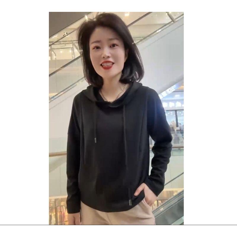 

Special Soft Sense! Comfortable Thin Velvet Composite Women s Hooded Cotton Velvet Shoulder Oversleeve Head Sweatshirt Pure Color Fall Winter Coat Black XL