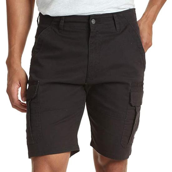 Men Cargo Shorts Mid-rise Button Zipper Fly Solid Color Casual Shorts with Reinforced Pockets Outdoor Activities Shorts