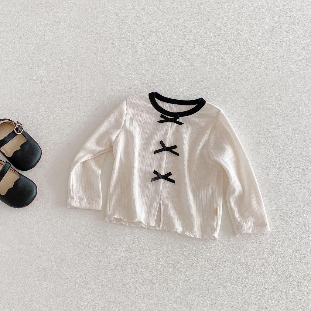 Girls' Bowknot T-shirt - 2026 New Spring Korean Style