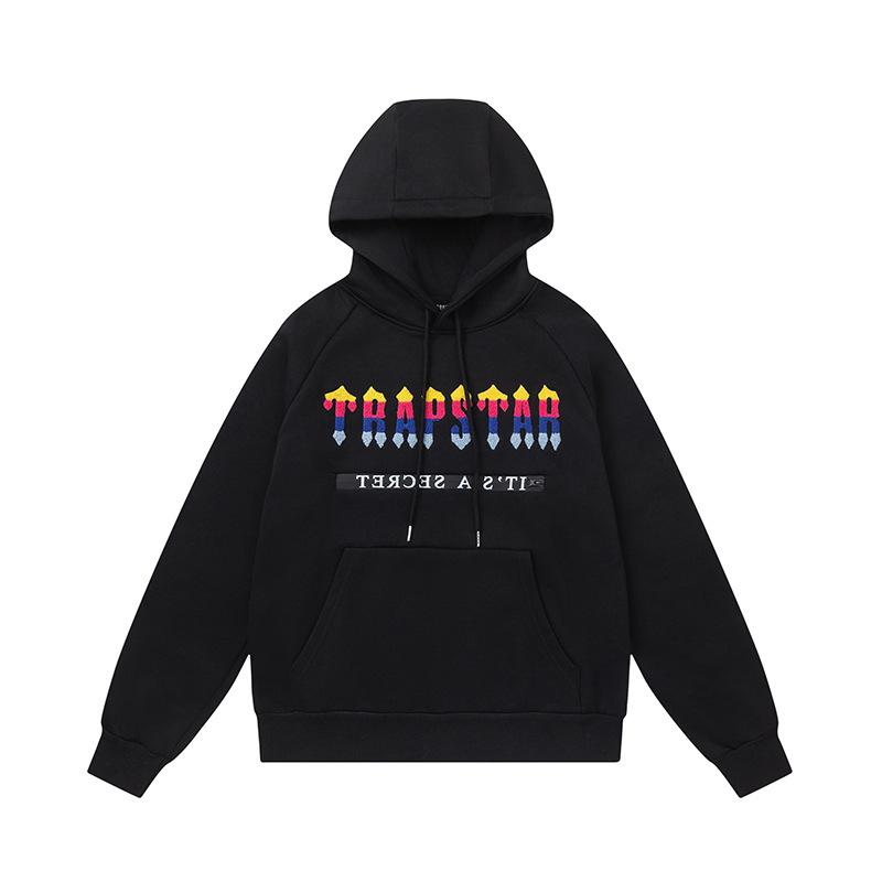 Trapstar towel embroidered letters fleece-lined zipper jacket, hooded sweatshirt pants, couple set