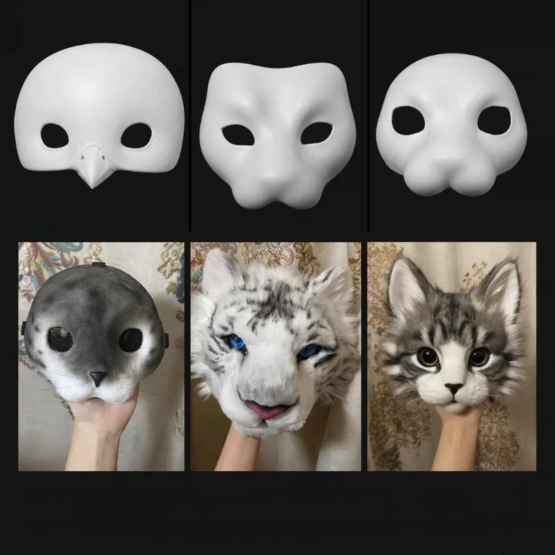 3D Printed Cosplay Realistic Kigurumi Base Beast Skull Mask Animal Plastic Fursuit Head Base DIY Accessories Half Face Mask