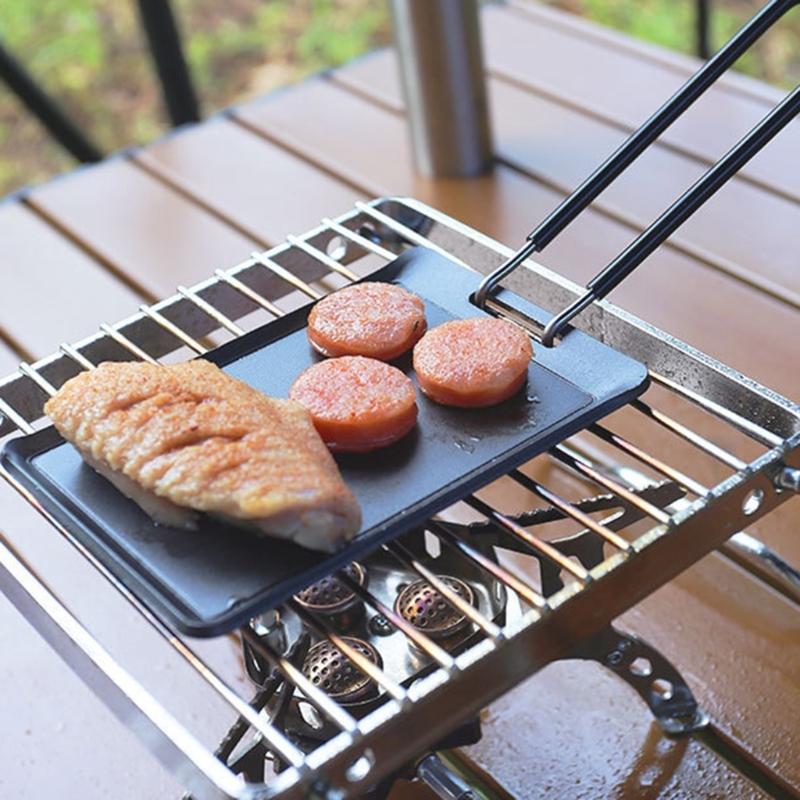 Small Grill Pans Barbecue Griddle Frying Pans Outdoor Picnic Grill Plate Rectangle Small Baking Pans Cooking Utensils