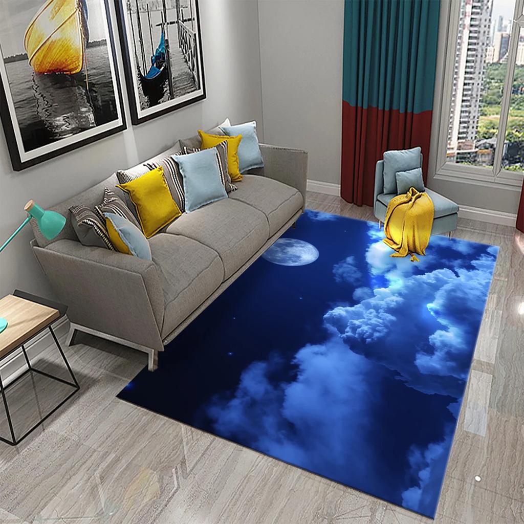 Tappeto Luna 3D Tappetino Vista Fiori per Cucina Bagno Toilet Tappeto Antiscivolo Tappeto Pavimento Soggiorno Divano Tappeto Decorazione Camera da Letto Casa