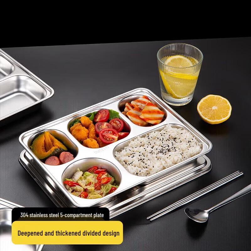 304 Stainless Steel 5-Compartment Meal Tray