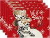 Black Snowman Snowflakes Let it Snow Winter Placemats Set of 4 12x18 Inch Christmas Table Mats for Party Kitchen Dining Decor