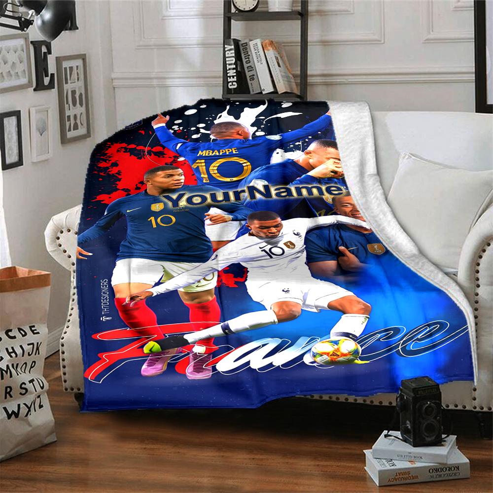 Mbappe Customize Your Name Blanket Multi-purpose Personalized Blanket Durable Comfort Great for Office Chair Living Room Home Decor Chair