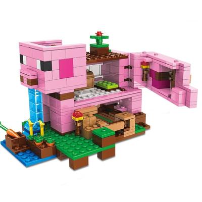 Desenho Animado Animal Diy Porco Rosa Casa Bloco de Construção Brinquedo Educacional Para Crianças Presente