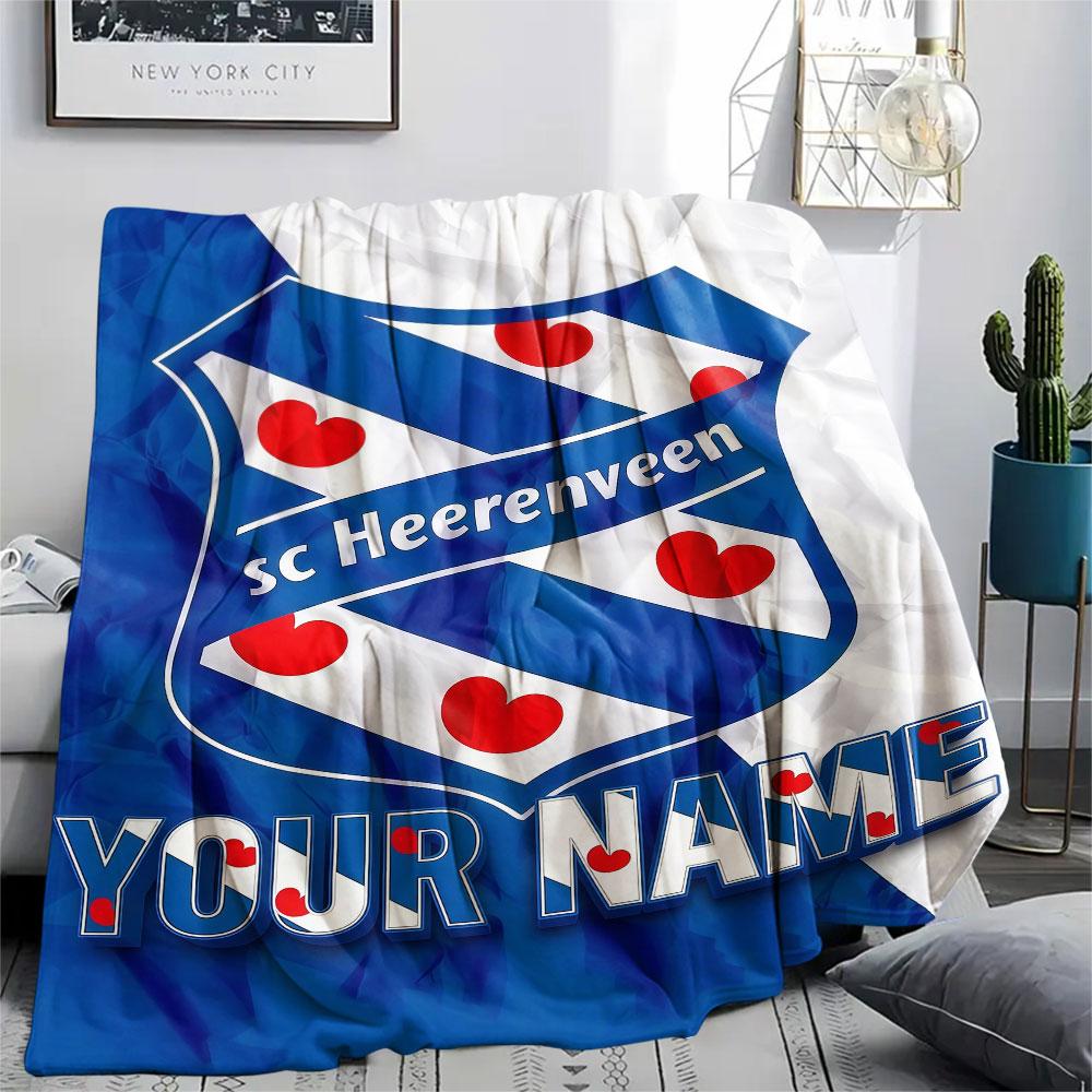 Custom Name,SC Heerenveen Printed Flannel Blanket, soft throw for bedroom sofa, washable, Christmas present, great gift.