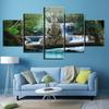 5Pcs Buddha Waterfall Temple Decor Canvas Picture Wall Art 5 Pieces Paintings Poster Home Decor 5 Panel Abstract Room Decor