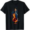 Fiery Blue Smoke Violin Graphic T Shirt Cotton Round Neck Short Sleeve Graphic Tee for Unisex Women